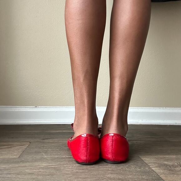 Lola Cruz Red Square Toe Bow Ballet Flats EU Size 39 US Size 8.5 - Picture 10 of 11